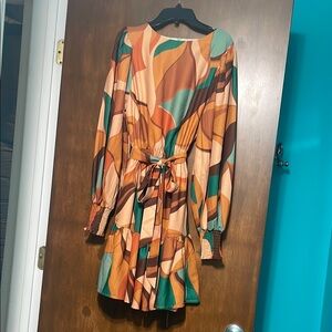 Flying Tomato Brown and Green Belted Dress XS Worn Once